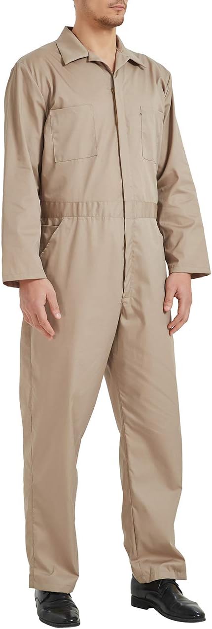 Coverall for Men Long Sleeve, Mechanic Jumpsuit Work Coverall Zip-front