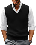 Mens V-Neck Knitted Sweater Vest Solid Plain Sleeveless Pullover Knitwear