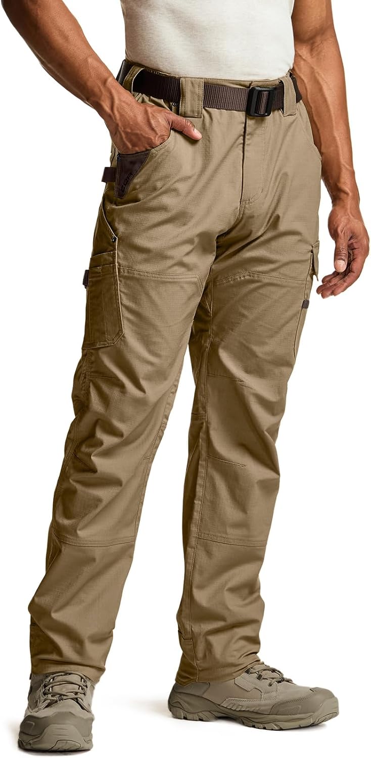 Men's Quick Dry Work Pants, Water Resistant Outdoor Tactical Pants, Lightweight Stretch Cargo Hiking Pants