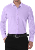Men's Slim Fit Stretch Dress Shirt Solid Color Microelastic Long Sleeve Casual Soft Business Button Up Shirts