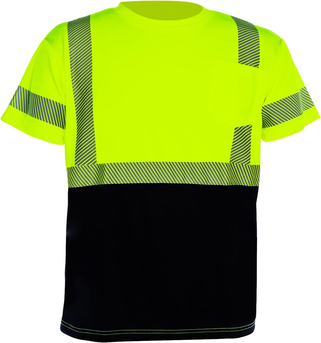 Hi Vis Reflective Safety Shirts for Men ANSI Class 3 High Visibility Construction Work T Shirt(Yellow,2XL)