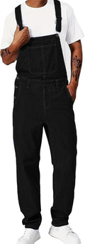 Men's Bib Overall Relaxed Fit Adjustable Strap Denim Work Pants with Large Pockets Durable Comfortable Jumpsuit for Men