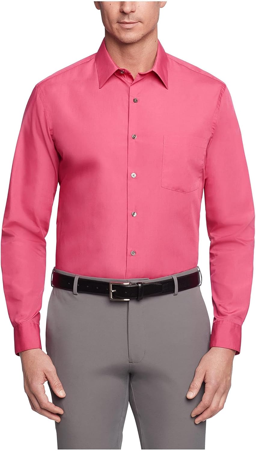 Mens Dress Shirt Regular Fit Poplin Solid