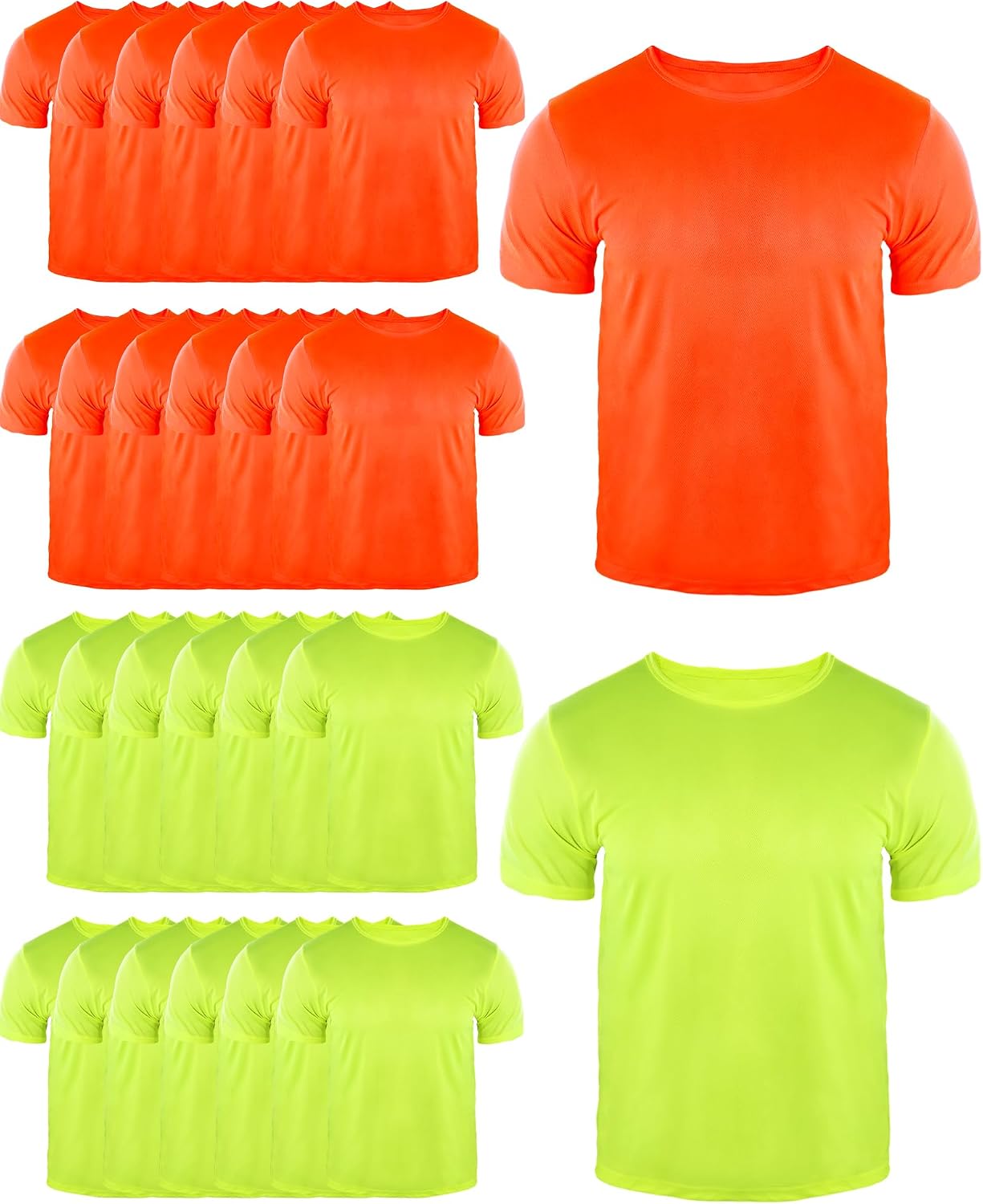 24 Pcs Hi Vis T-Shirts for Men Bulk Safety Construction Workwear Unisex Quick Dry Breathable Moisture Wicking Shirts