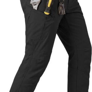 Men's Stretch Tactical Pants Lightweight Hiking Cargo Pants Water Resistant Multi Pocket Casual Outdoor Work Pants (No Belt)