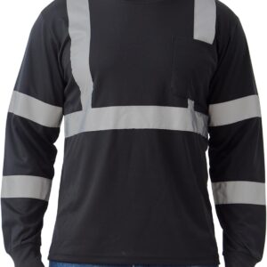 Class 2 High Visibility Shirts for Men Long Sleeve Work Shirts with Pockets Reflective Strips for Outdoor Work