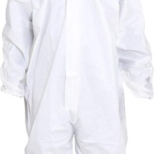 Pack of 5 Disposable Protective Coverall with Hood, Elastic Cuff for Spray Painting Cleaning Work,Breathable & Durable