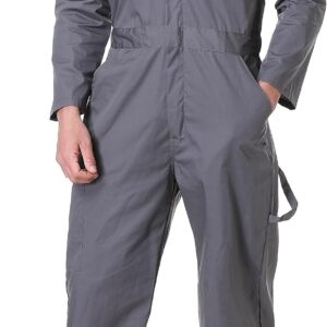 Men's Long Sleeve Coverall Action Back Coverall with Zipper Pockets, Mechanic Uniform