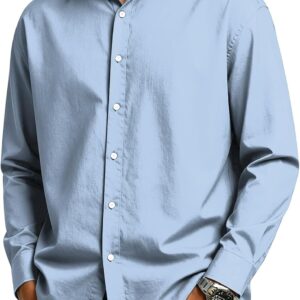 Men's Long Sleeve Button Down Shirt, Casual Slim Fit Dress Shirt for Business and Daily Wear