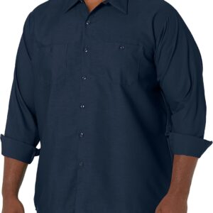 Men's Long Sleeve Industrial Work Shirt | Moisture Wicking Button Up, Wrinkle Resistance Fights Fading & Stains